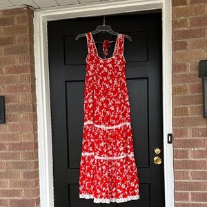 Ruby Claire In Loom Floral Red Maxi Dress Small NWT